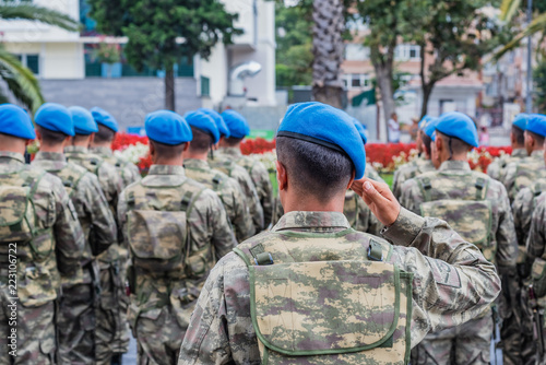 Turkish soldiers wait for Military parade in Turkey