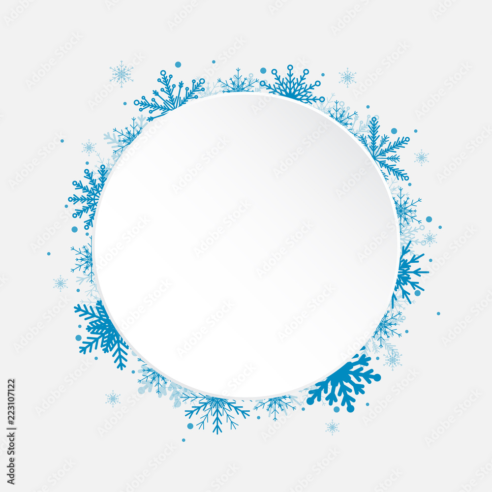 White Circle Snowflakes New Year or Christmas.