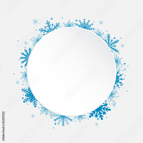 White Circle Snowflakes New Year or Christmas.