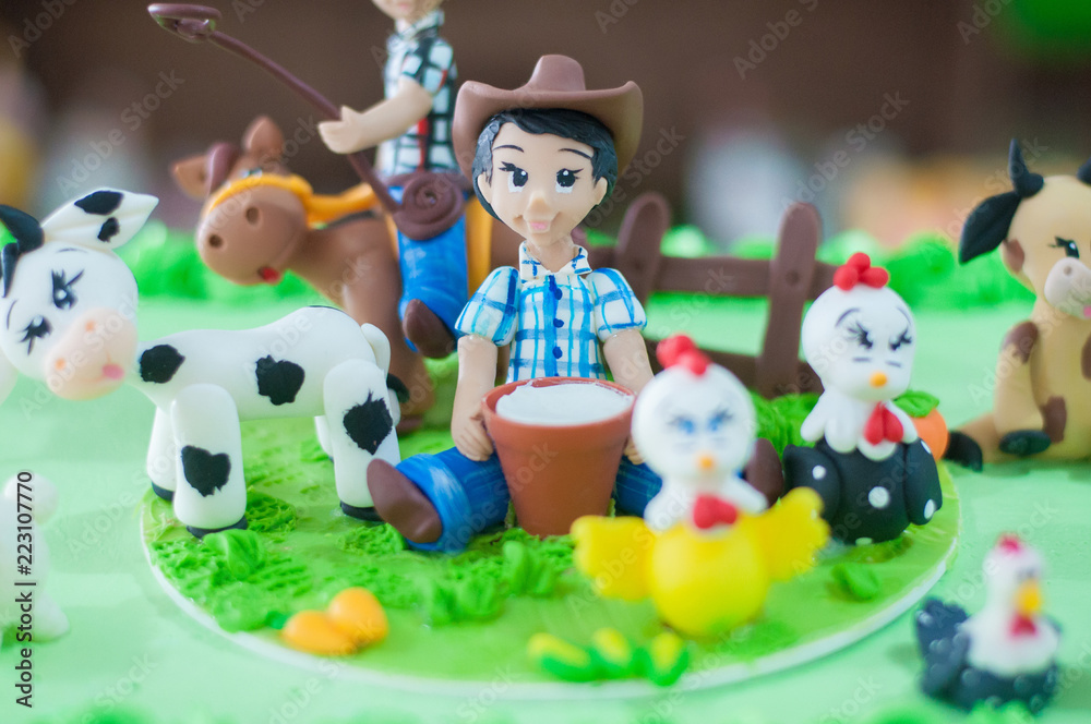 Fototapeta premium Birthday table decorated farm theme - Farmer