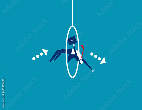 Businessman jumping into loop. Concept business vector, Jump, Loop