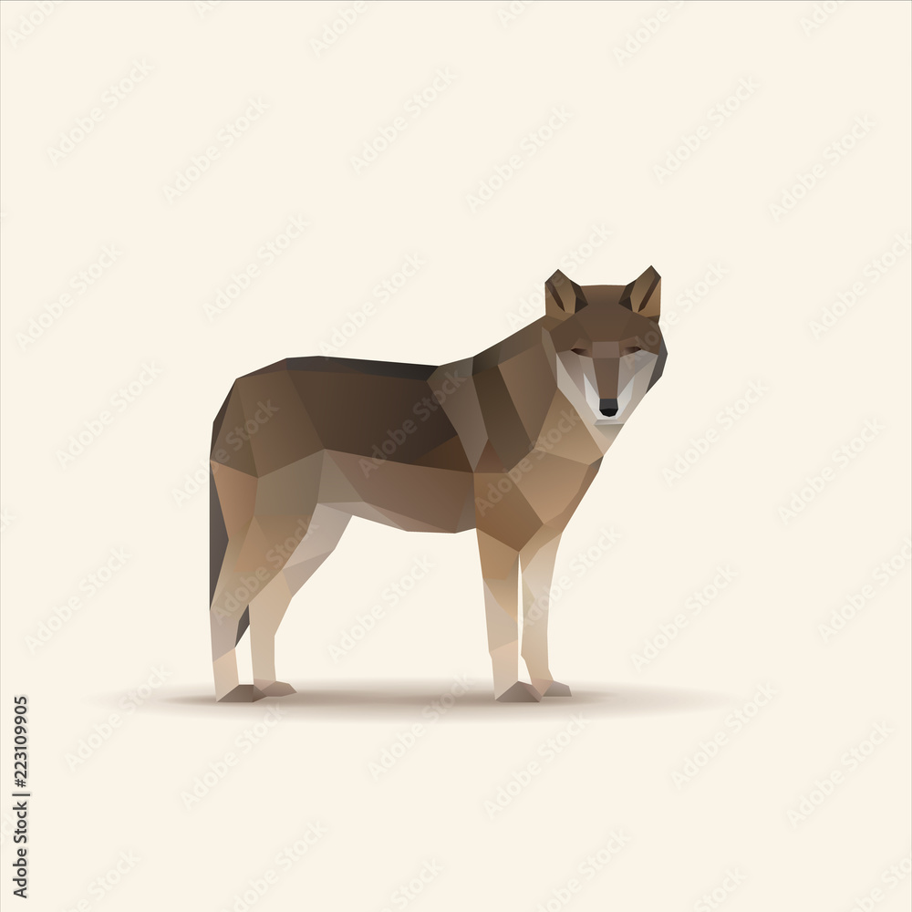 Fototapeta premium Ilustracja wektorowa wielokątne oglądania wilka
