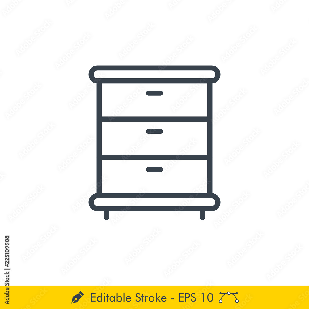 Cabinet (Shelf) Icon / Vector - In Line / Stroke Design Cabinet (Shelf) Icon / Vector - In Line / Stroke Design