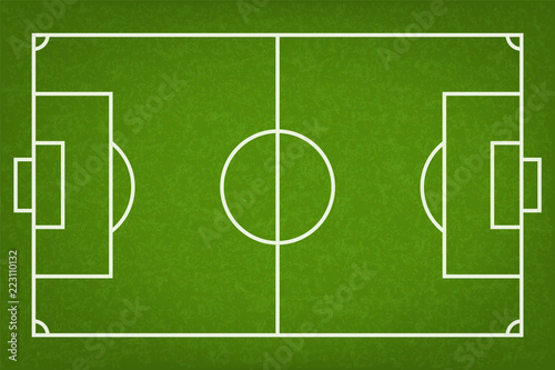 Football field or soccer field background. Vector green court for soccer game.