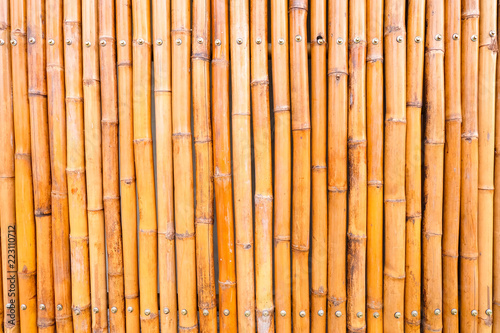 Close up of wall made of vintage bamboo fence
