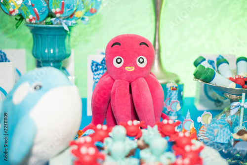 Birthday table decorated sea theme - Octopus