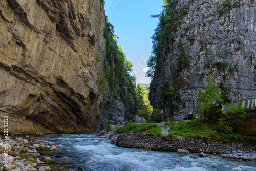 Yupsharskiye gorge in the mountains. Abkhazia