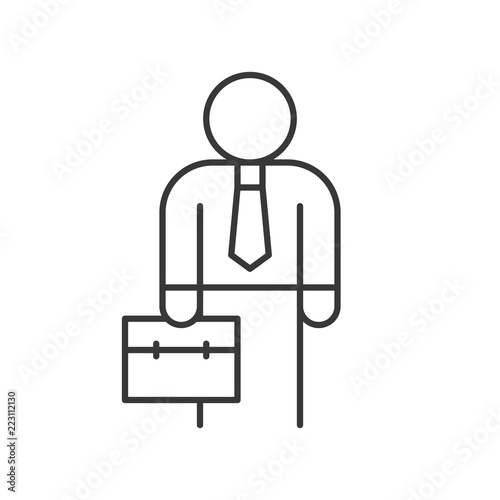 businessman or investor carry briefcase, business icon, editable stroke outline