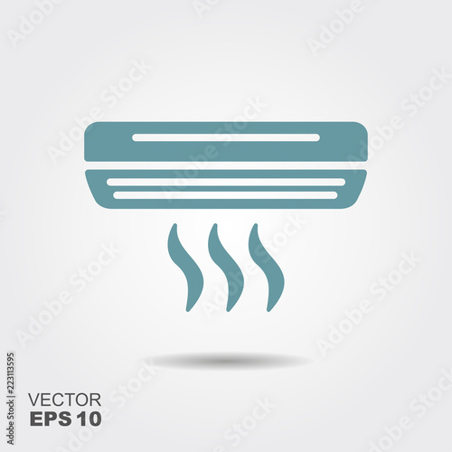 Air conditioner Icon in flat style isolated on grey background.
