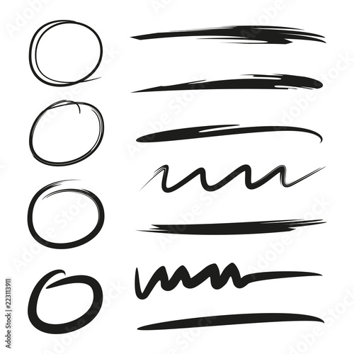 hand drawn circle highlighters and underlines