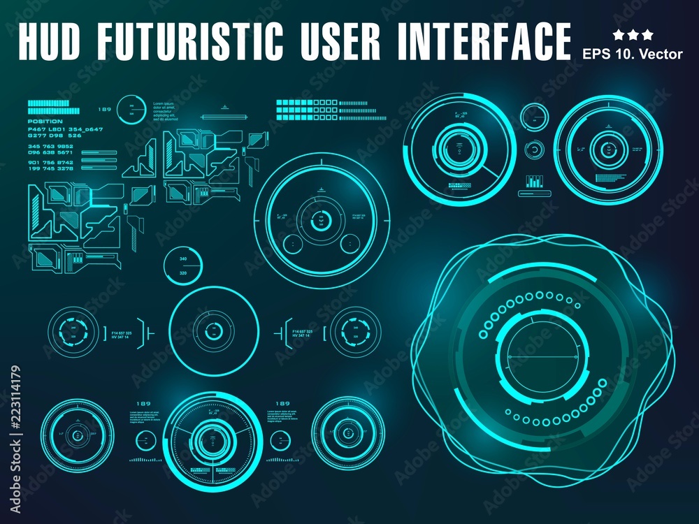 Hud interface dashboard, virtual reality interface, futuristic virtual graphic touch user interface, target Hud interface dashboard, virtual reality interface, futuristic virtual graphic touch user interface, target