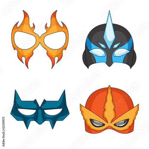 Vector design of hero and mask logo. Collection of hero and superhero stock symbol for web.