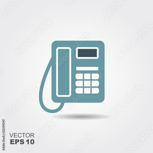 Landline Icon in flat style isolated on grey background.