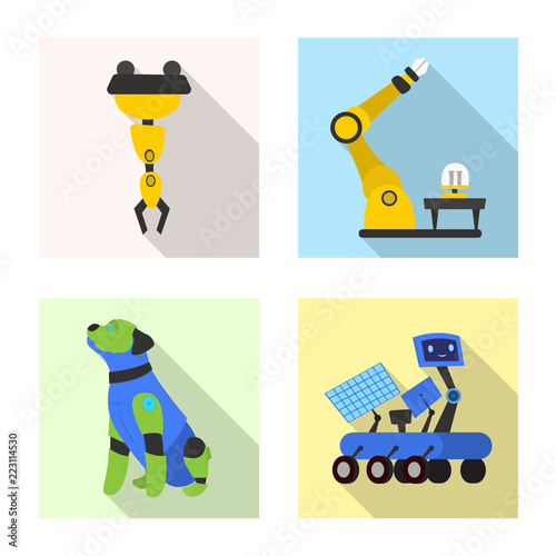 Isolated object of robot and factory logo. Collection of robot and space vector icon for stock.