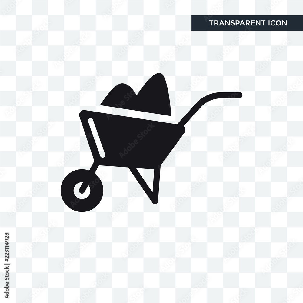 Wheelbarrow vector icon isolated on transparent background, Wheelbarrow logo design Wheelbarrow vector icon isolated on transparent background, Wheelbarrow logo design