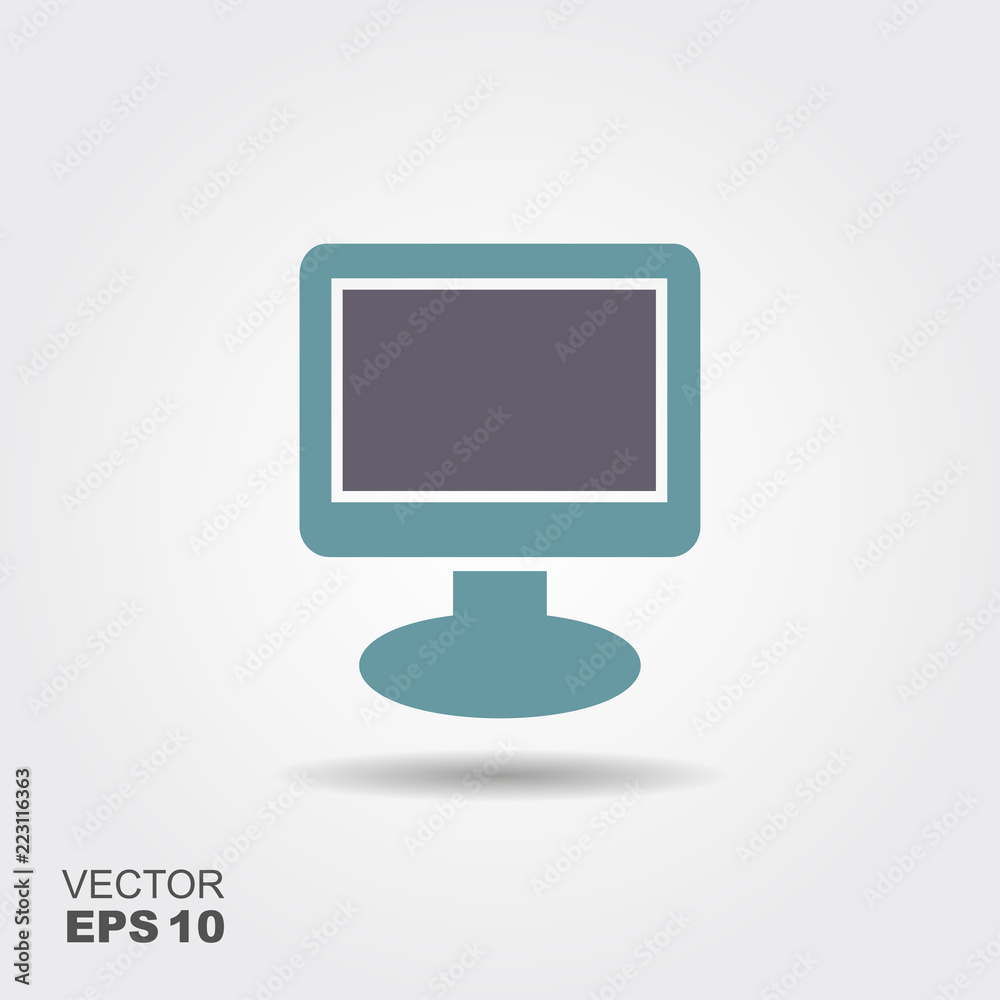 TV monitor Icon in flat style isolated on grey background. TV monitor Icon in flat style isolated on grey background.