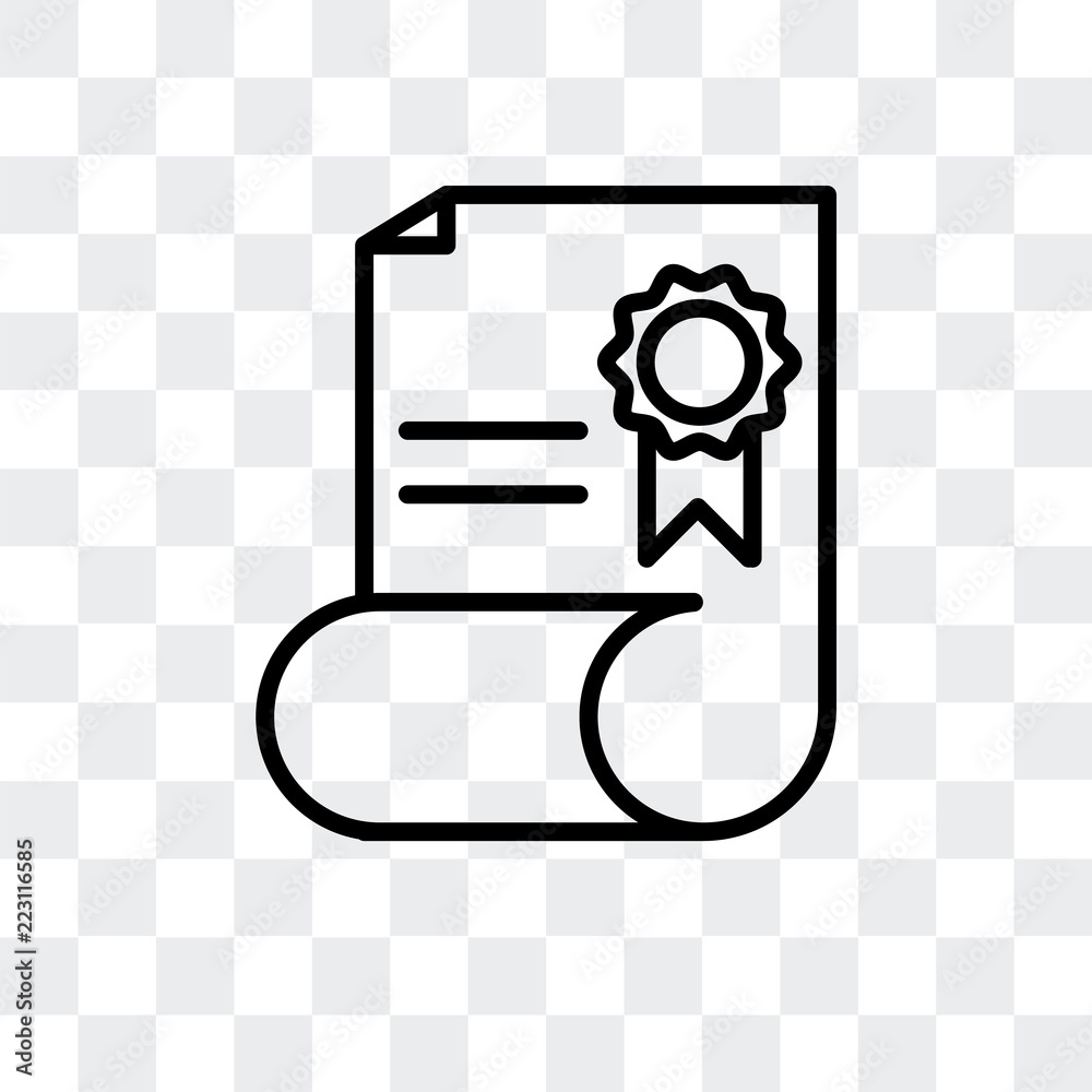 certificate icon isolated on transparent background. Modern and