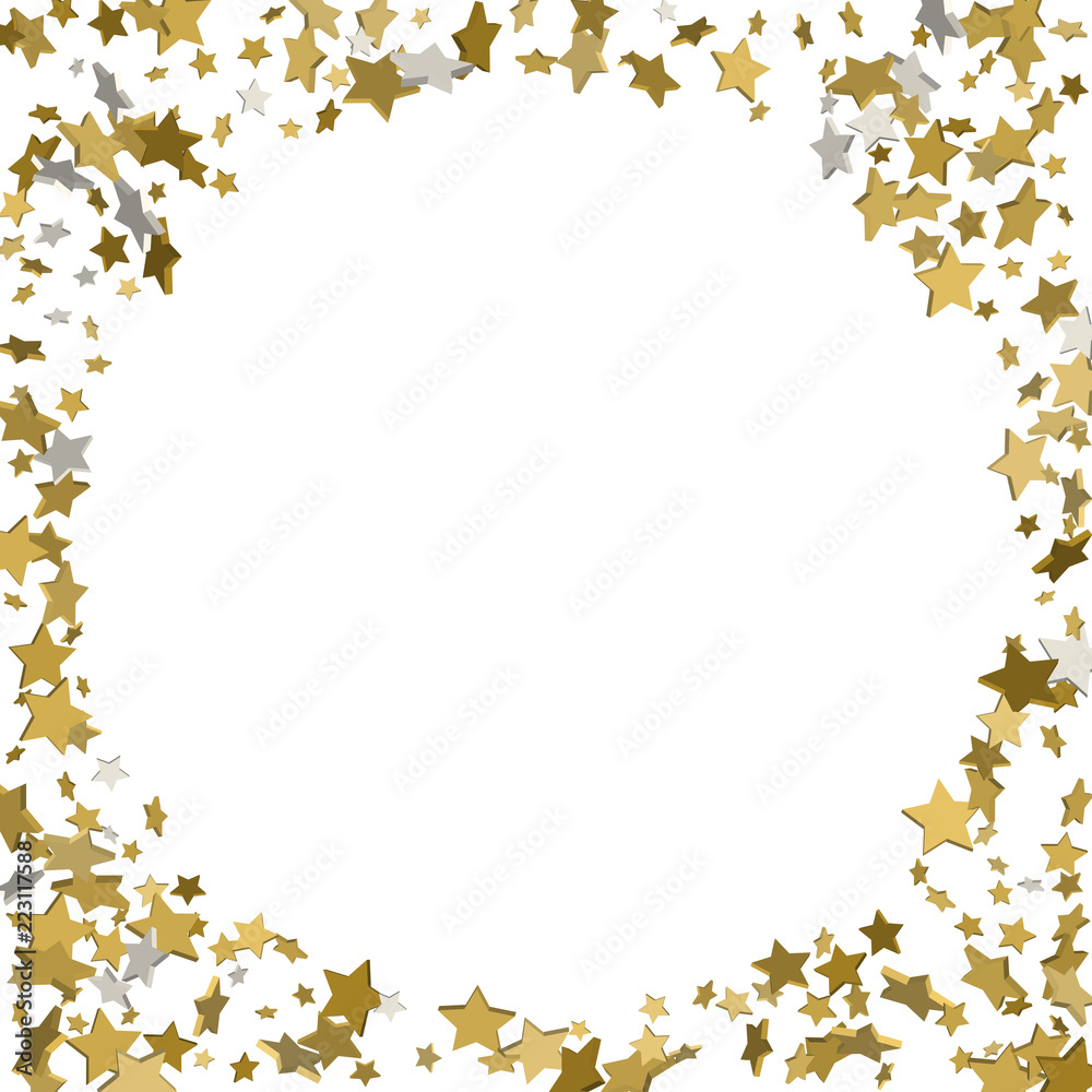 background with shiny gold stars. golden confetti frame background with shiny gold stars. golden confetti frame