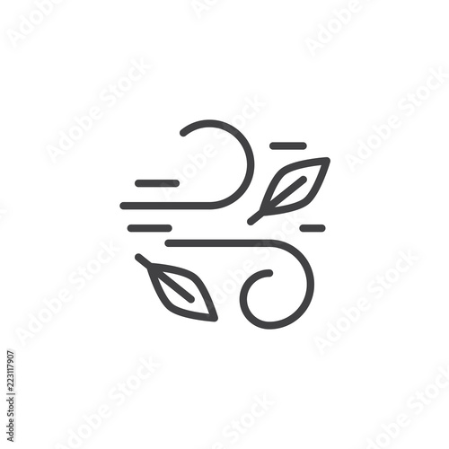 Wind and leaves outline icon. linear style sign for mobile concept and web design. Autumn leaves simple line vector icon. Symbol, logo illustration. Pixel perfect vector graphics