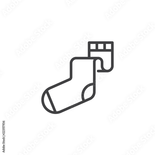 Sock outline icon. linear style sign for mobile concept and web design. Long sock simple line vector icon. Symbol, logo illustration. Pixel perfect vector graphics