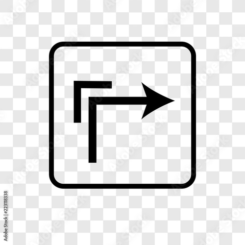 Right turn vector icon isolated on transparent background, Right turn logo design