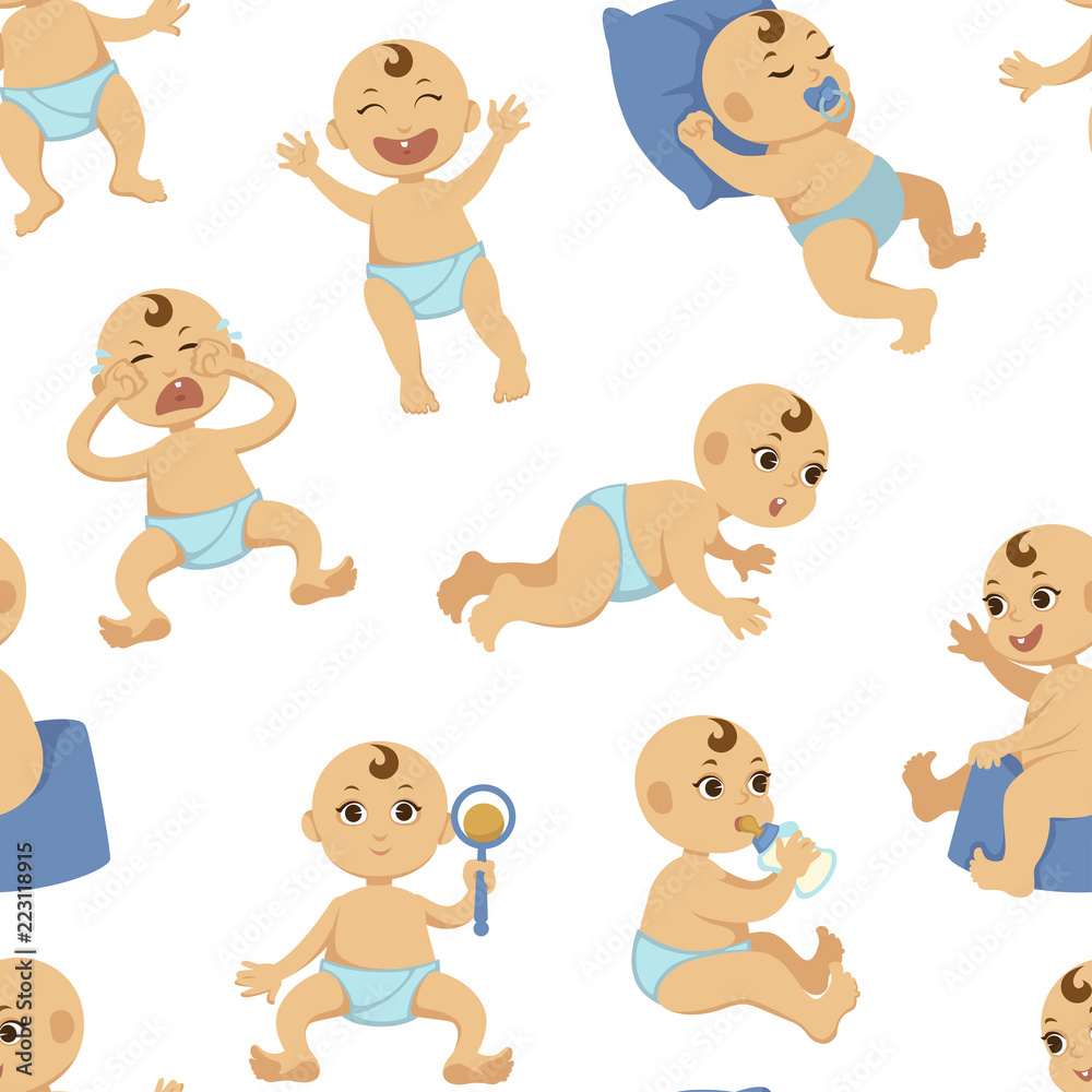 Naklejka premium Baby with range of emotions newborn infant vector