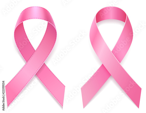 Fototapeta pink ribbon breast cancer awareness stock vector illustration