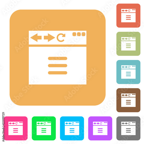 Browser options rounded square flat icons