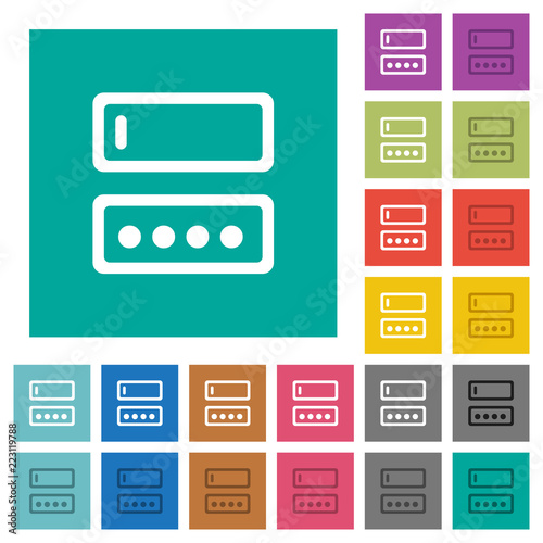 Entering login name and password square flat multi colored icons