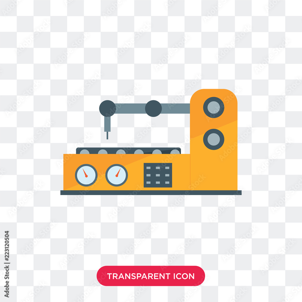 Fototapeta premium Industrial robot vector icon isolated on transparent background, Industrial robot logo design