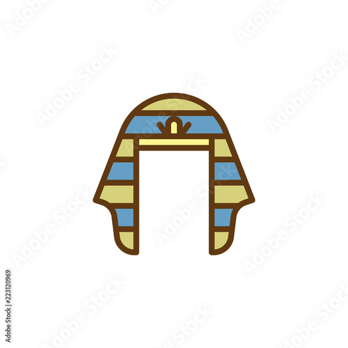 Pharaoh hat filled outline icon, line vector sign, linear colorful pictogram isolated on white. Egyptian Pharaoh hat symbol, logo illustration. Pixel perfect vector graphics