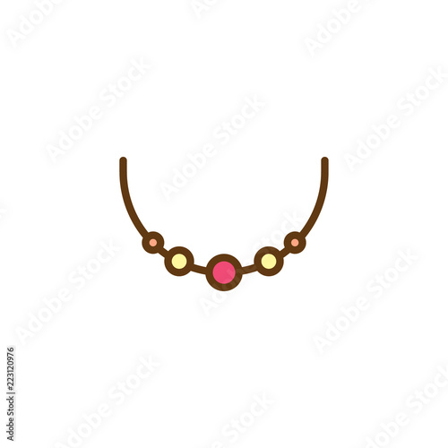 Necklace filled outline icon, line vector sign, linear colorful pictogram isolated on white. Female jewelry symbol, logo illustration. Pixel perfect vector graphics