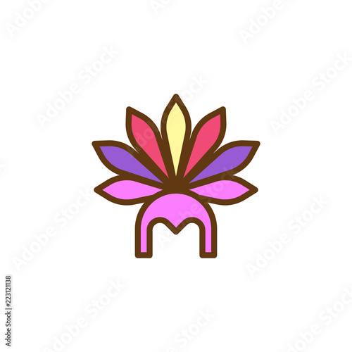 Fototapeta Naklejka Na Ścianę i Meble -  Carnival mask filled outline icon, line vector sign, linear colorful pictogram isolated on white. Costume party symbol, logo illustration. Pixel perfect vector graphics