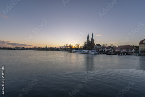 Neuruppiner See promenade mit Kirche und Türmen photo