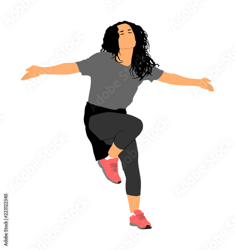 Modern style dancer girl vector illustration isolated on background. Woman ballet performer. Sexy hip hop lady.  Time out spectacle, cheerleader performer dance. Sport support event. Urban fashion. 