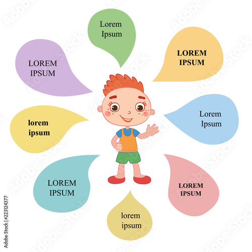 Vector brochure backgrounds with cartoon children. Infographic template design.