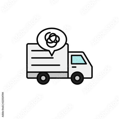 delivery truck complicated line icon. shipment car misguided and gets lost illustration. simple outline vector symbol design.