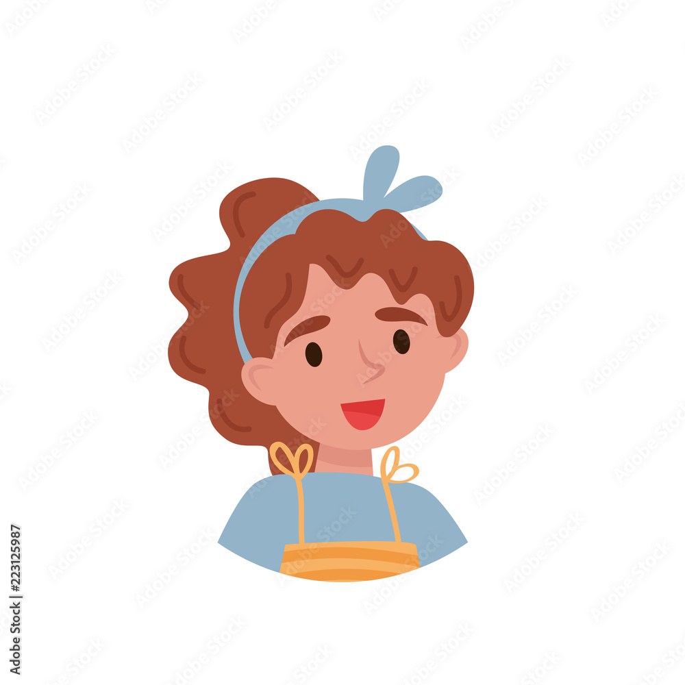 Lovely girl, avatar of cute little curly girl vector Illustration on a white background Lovely girl, avatar of cute little curly girl vector Illustration on a white background