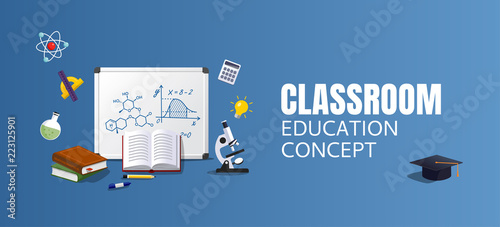 Classroom background. Education and learning concept. Student examination. Vector illustration.