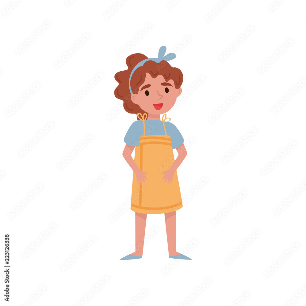 Cute little curly girl vector Illustration on a white background