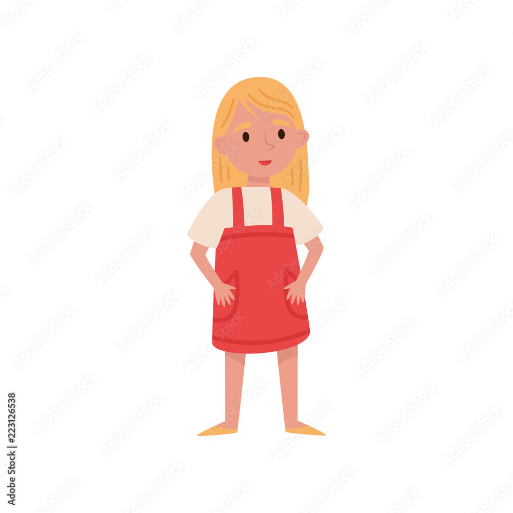 Cute blonde little girl standing vector Illustration on a white background Cute blonde little girl standing vector Illustration on a white background