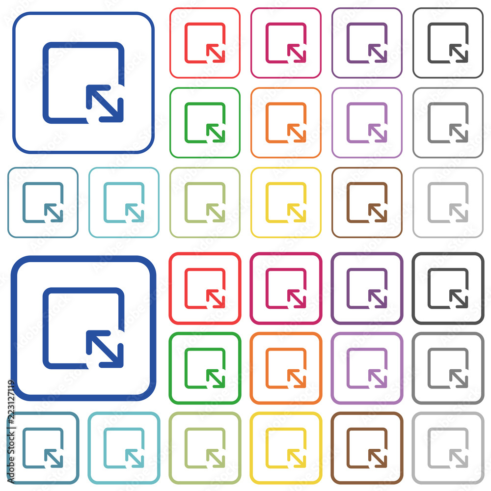 Resize object outlined flat color icons