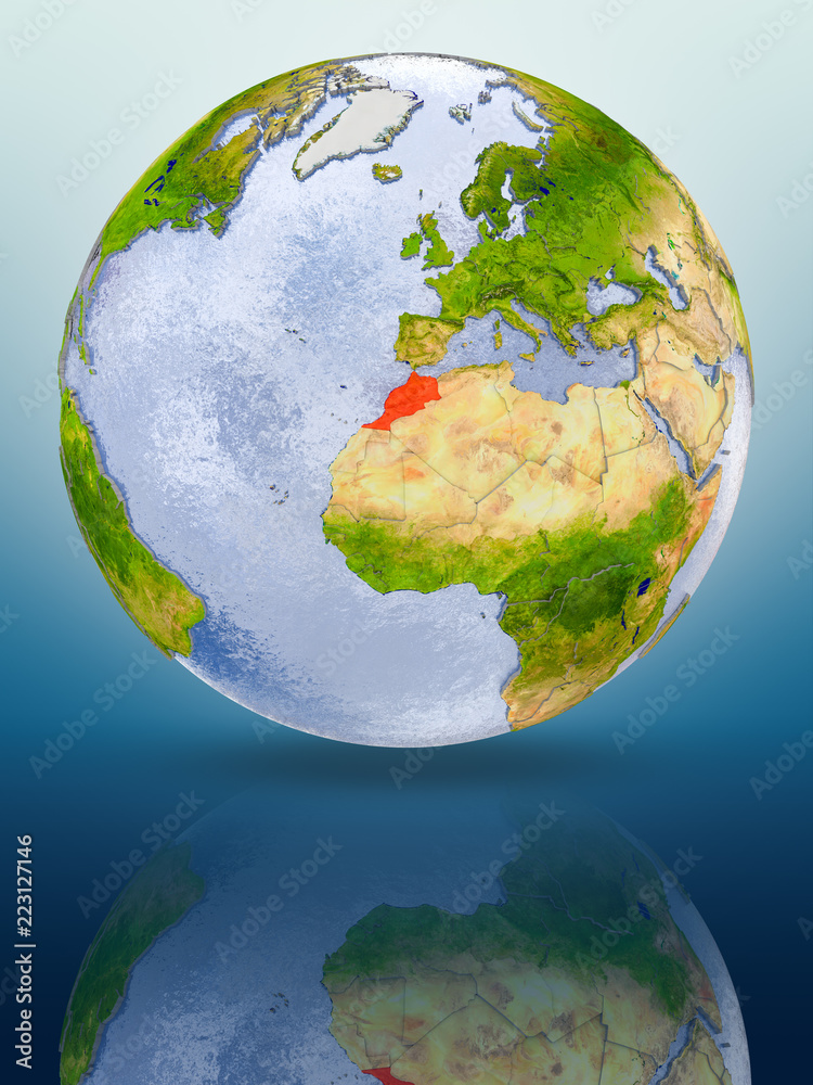 Fototapeta premium Morocco on globe