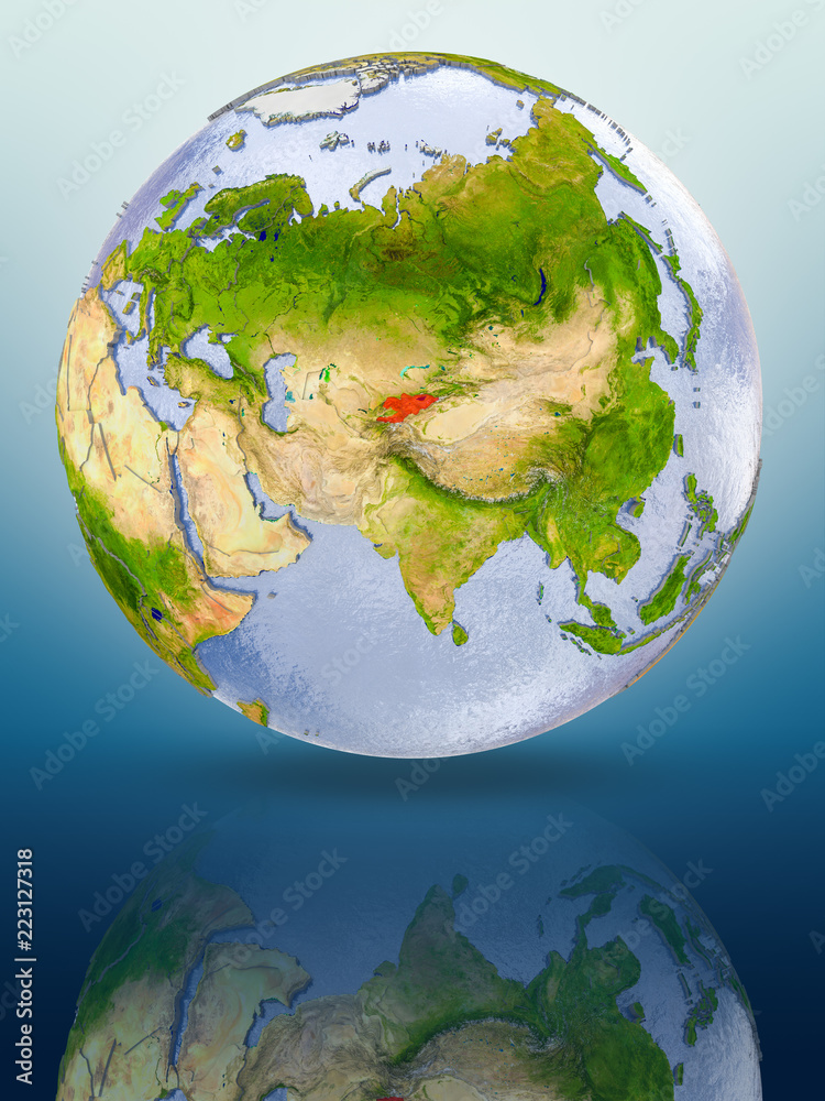 Fototapeta premium Kyrgyzstan on globe