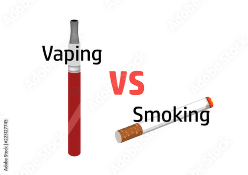 Vaping versus smoking vector image with wording