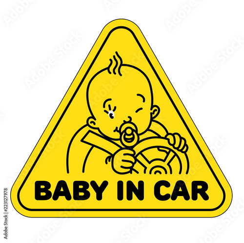 Baby in car. Back window sticker or sign