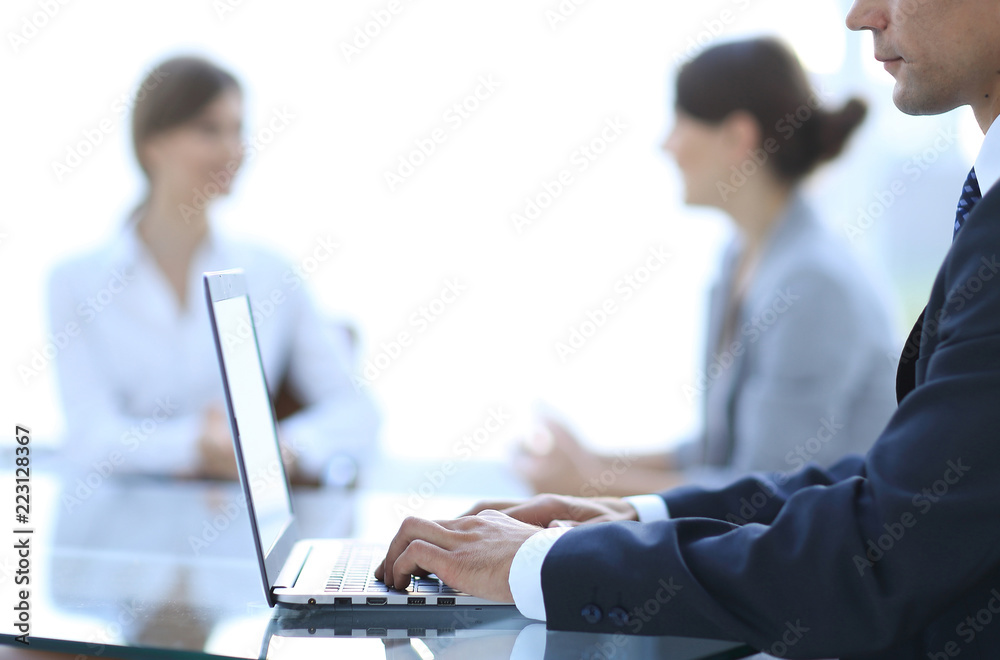 closeup of businessman typing on laptop. closeup of businessman typing on laptop.