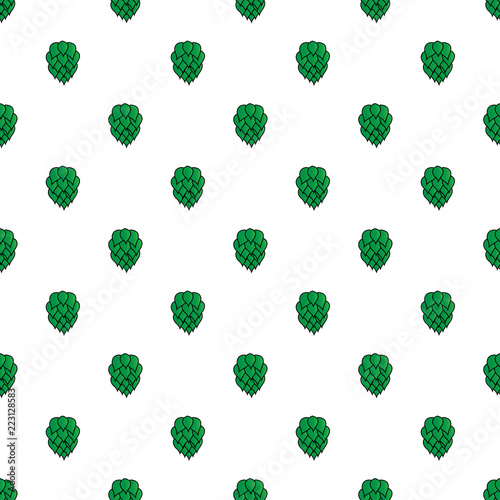 Vector pattern with green hop cons on white background