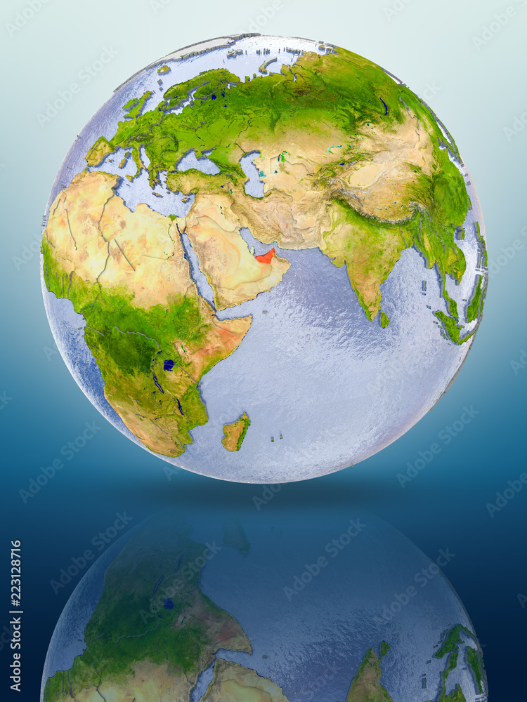 Fototapeta premium United Arab Emirates on globe