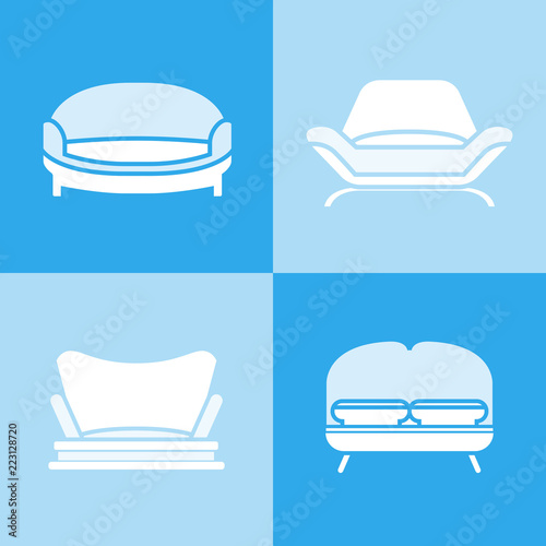 sofa and couch icons in blue